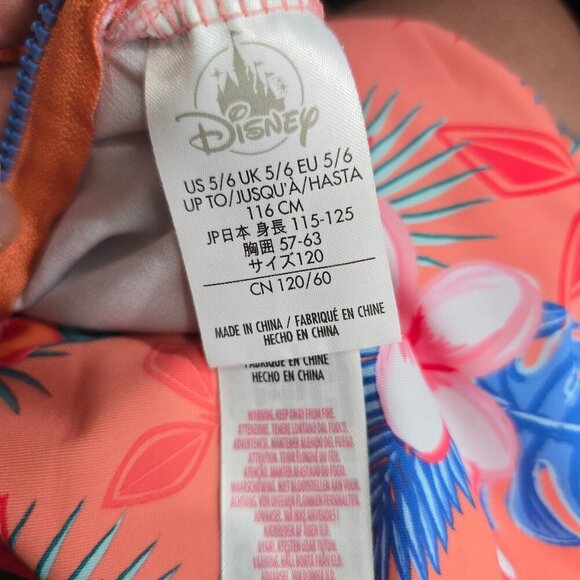 Disney Moana Rash Guard swim Back Zip Tropical Orange Mesh Sleeve - Picture 5 of 6